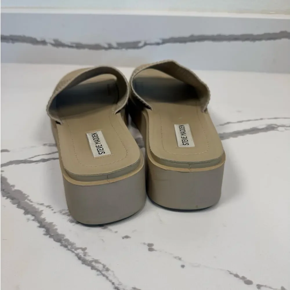 Steve Madden Platform Slip Ons Y2K Style Slides Shoes Women's Size 10‎ Beige